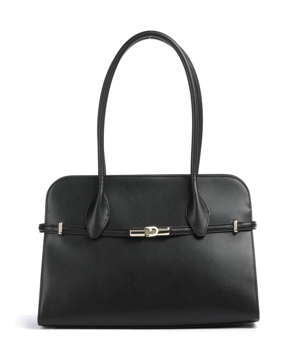 

Goccia m шоппер из телячьей кожи с мелким зерном Furla, черный
