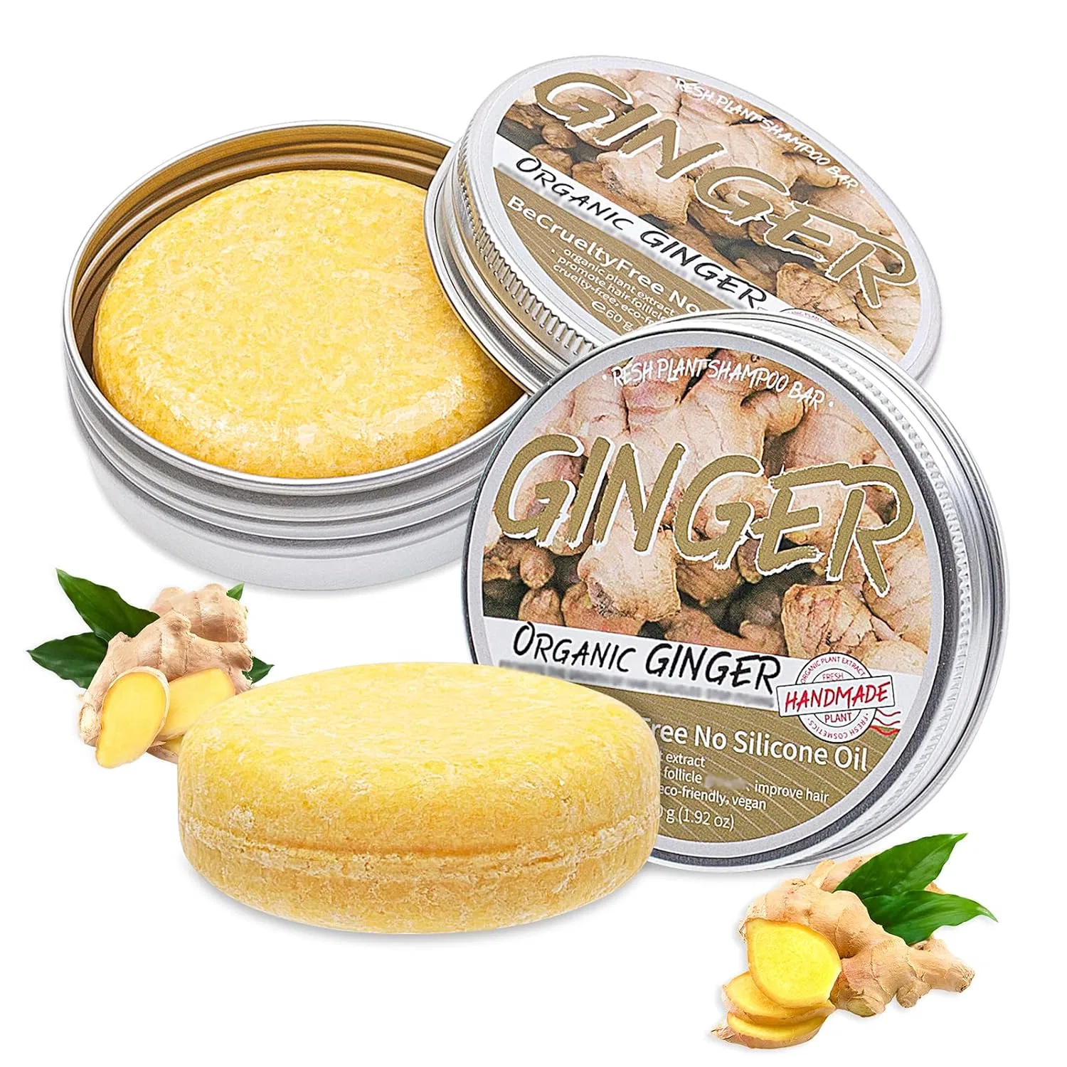 Набор из 2 имбирных шампуней-мыла для роста волос Broeyoue, 2 X Ginger