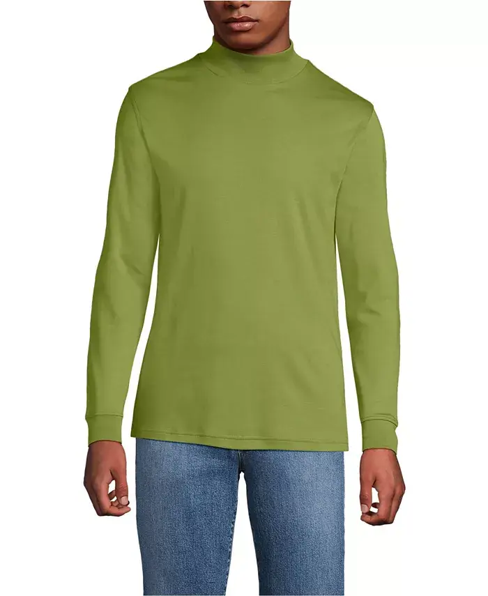 

Большая и высокая хлопковая водолазка из супимы Lands' End, зеленый