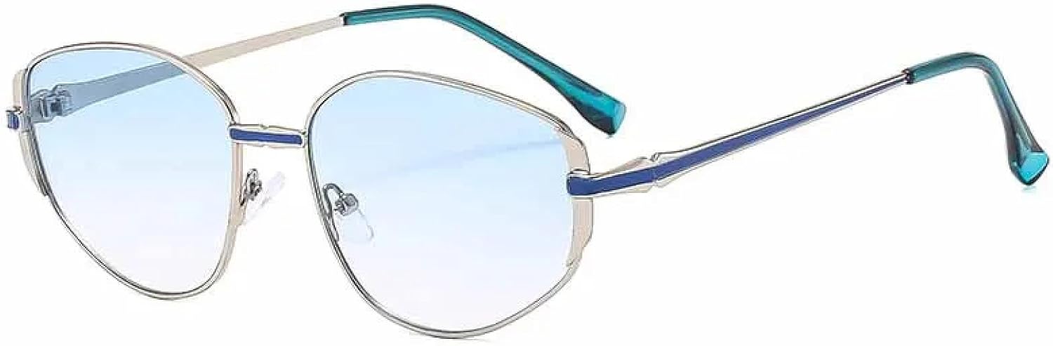 

Модные металлические солнцезащитные очки в маленькой оправе овальной формы для женщин, трендовые, роскошные, для защиты от солнца на открытом воздухе, UV400 TKKTLLT, Silver Gradient Blue