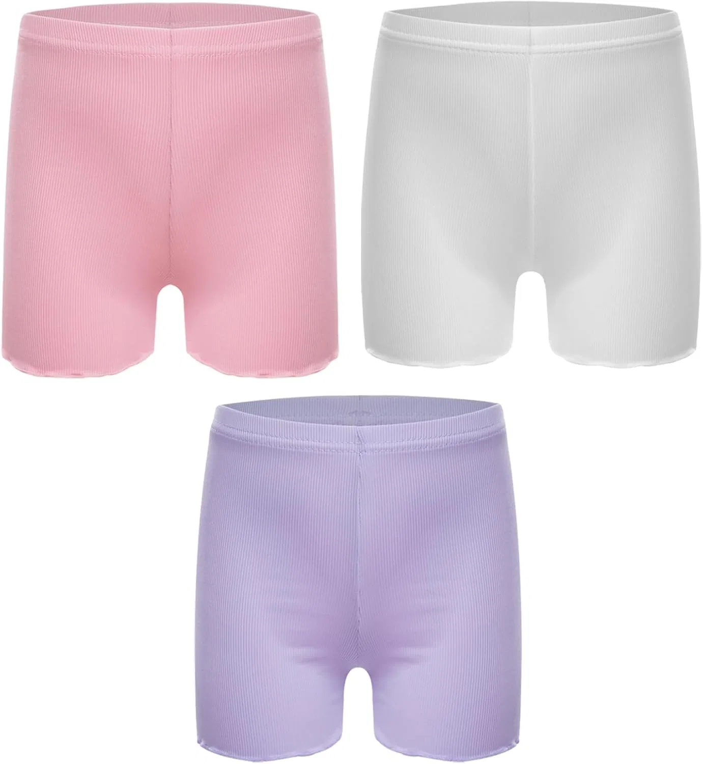 Детские шорты для спорта Freebily, 3 пары, цвета White&pink&purple — фото 2