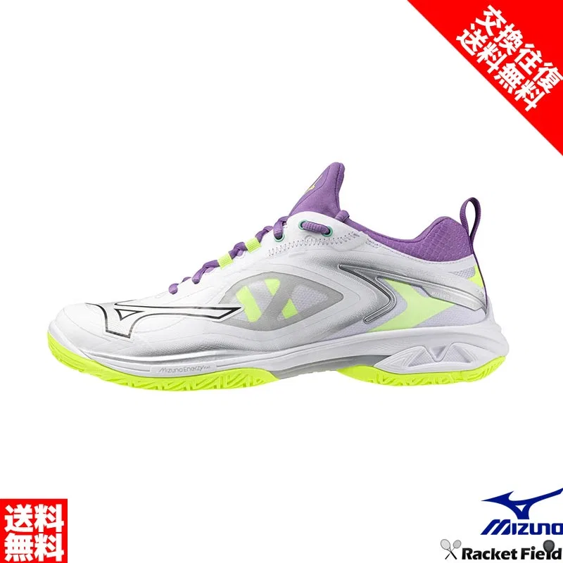 Бадминтонные кроссовки «Wave Claw Neo3 Fit» от Mizuno, 12 White X Black X Lime