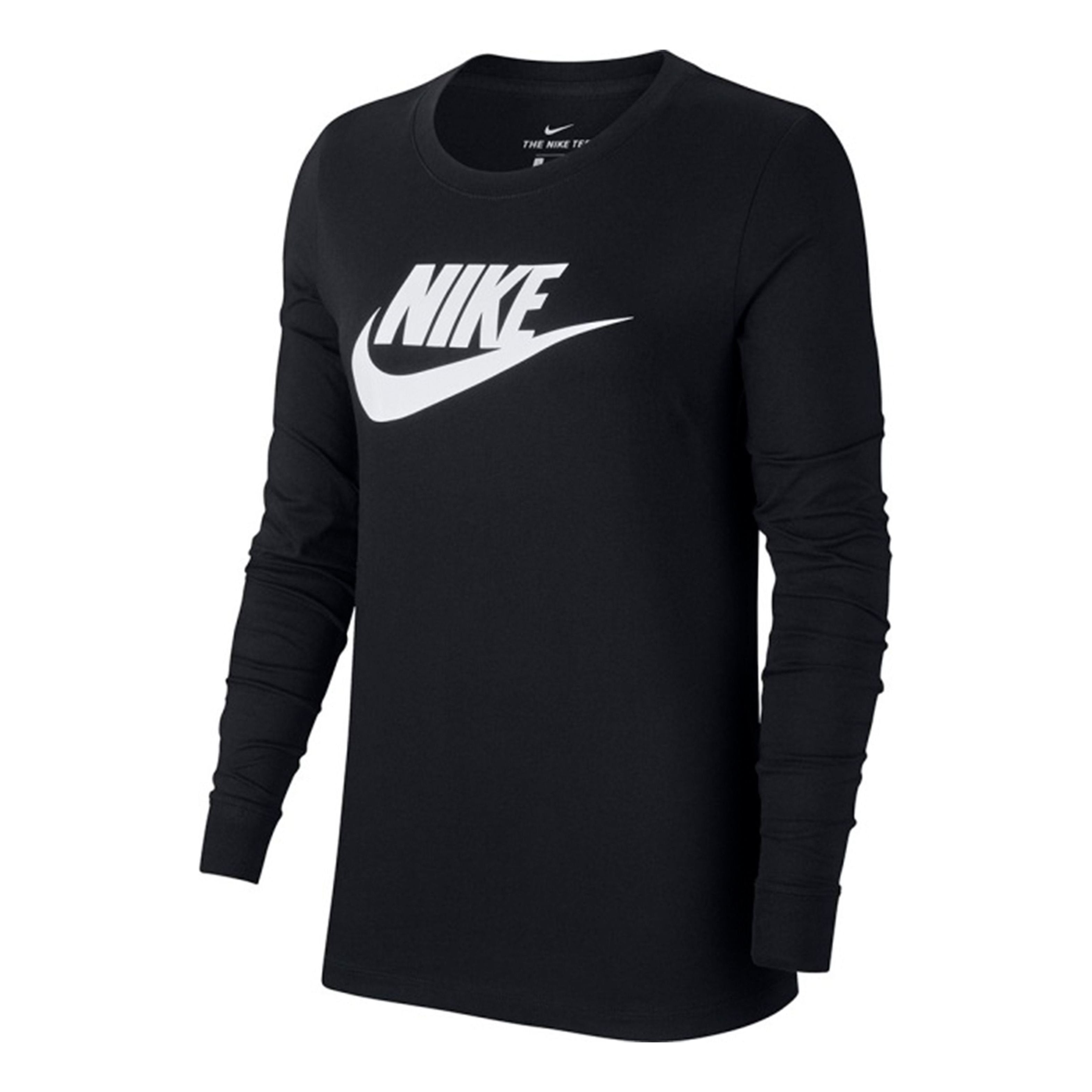 

Футболка (WMNS) Nike Sportswear Classic Logo Printing Round Neck Long Sleeves Black T-Shirt BV6172-010