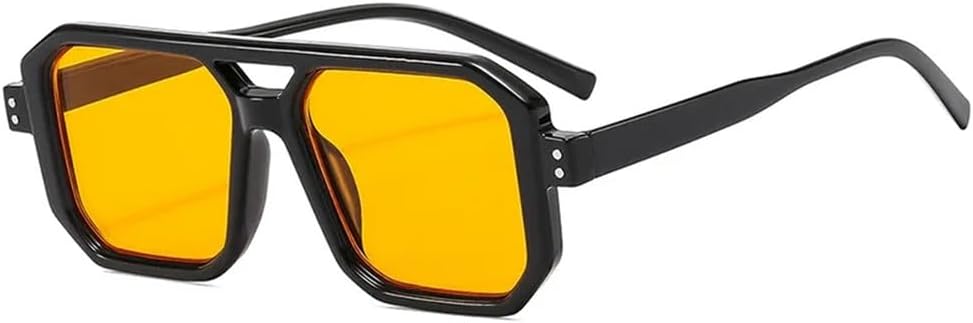 

Солнцезащитные очки с двойной перемычкой для женщин и мужчин в стиле панк с заклепками, двухцветные, для занятий спортом на открытом воздухе, бега и верховой езды UYPTK, Black Yellow