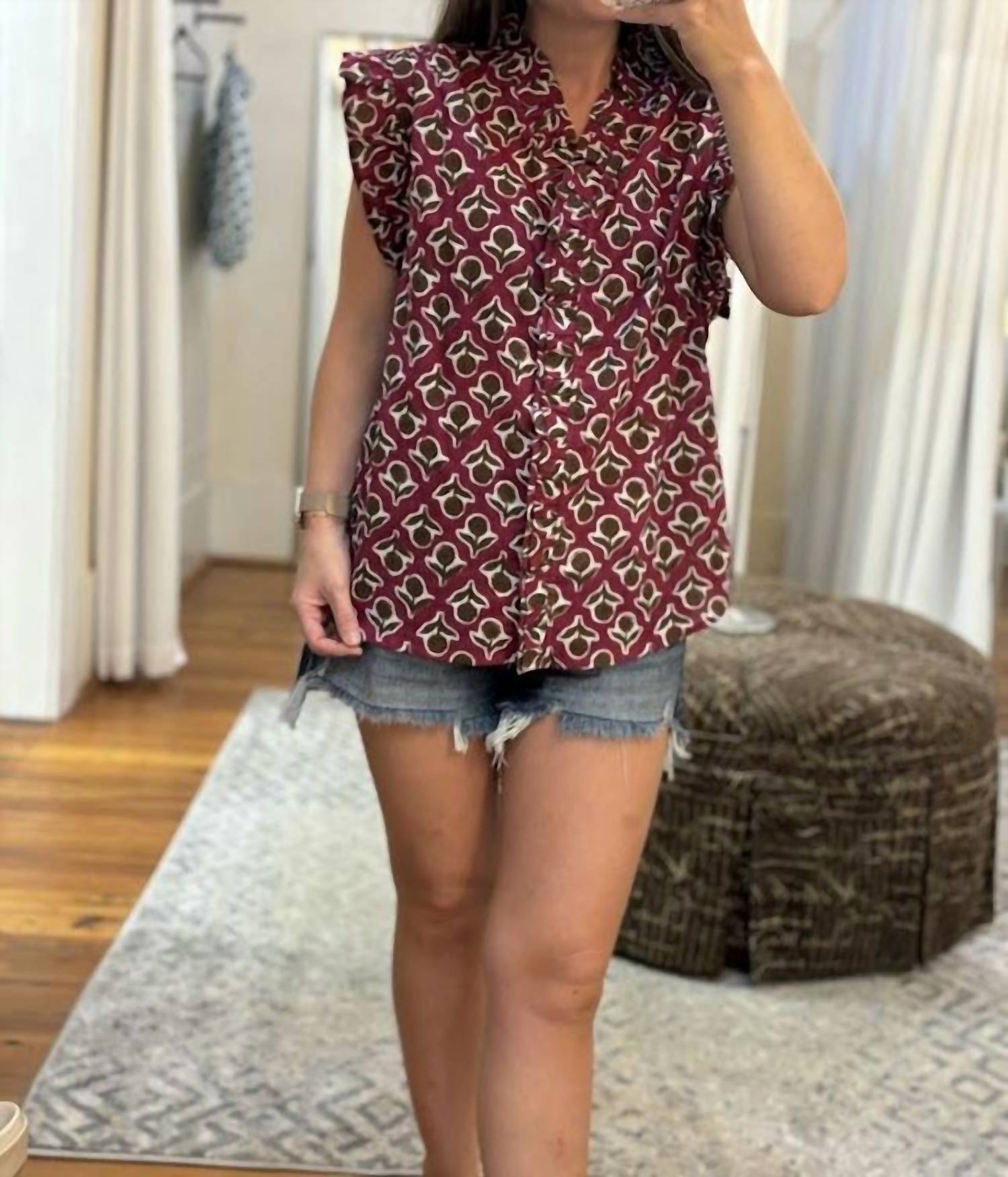 

Топ с оборками и цветочным узором в цвете маджента Ivy Jane, цвет magenta