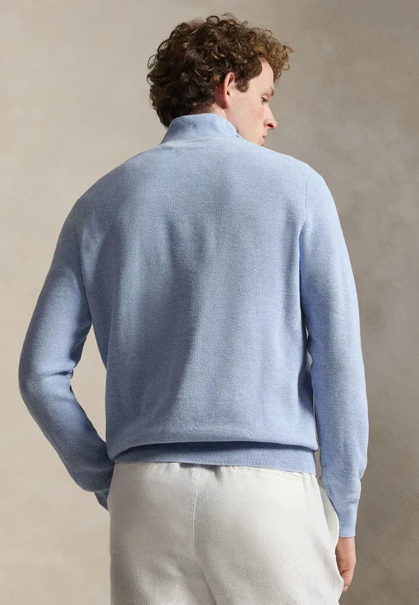 Свитер с воротником-поло из хлопкового трикотажа Polo Ralph Lauren, синий гиацинт — фото 3