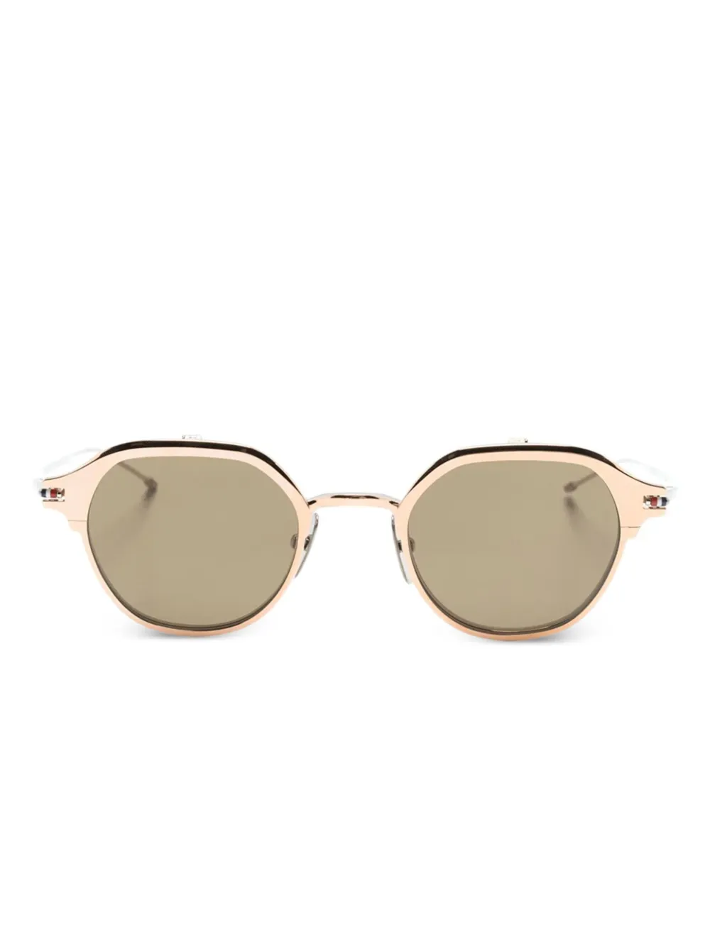 

Очки-клипоны в круглой оправе Thom Browne Eyewear, золотой