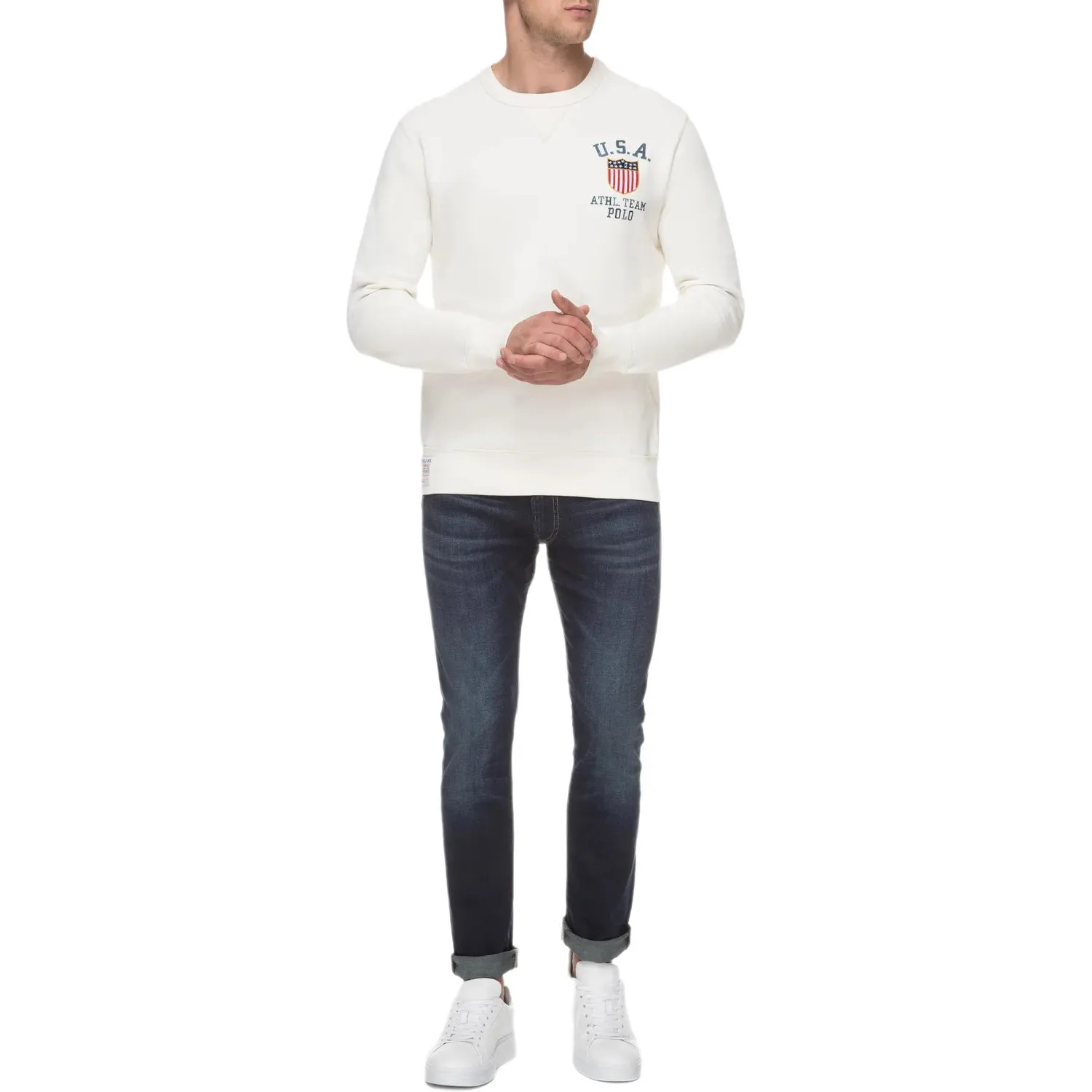 Толстовка с логотипом и вышивкой, флисовая подкладка Polo Ralph Lauren, белый — фото 3