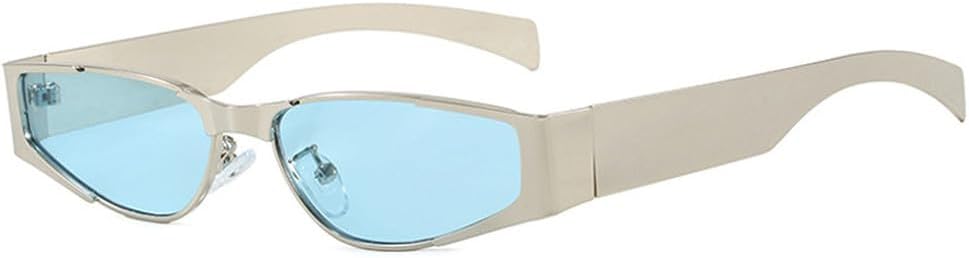 

Ретро-солнцезащитные очки «кошачий глаз» конфетных цветов для женщин, модные заклепки, для активного отдыха, панк-стиль, модные солнцезащитные очки для мужчин HYYZZC, Silver Blue