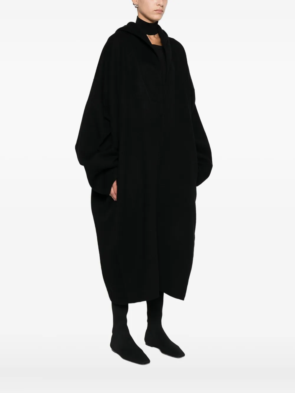 Пальто с широким воротником Rick Owens, черный — фото 3