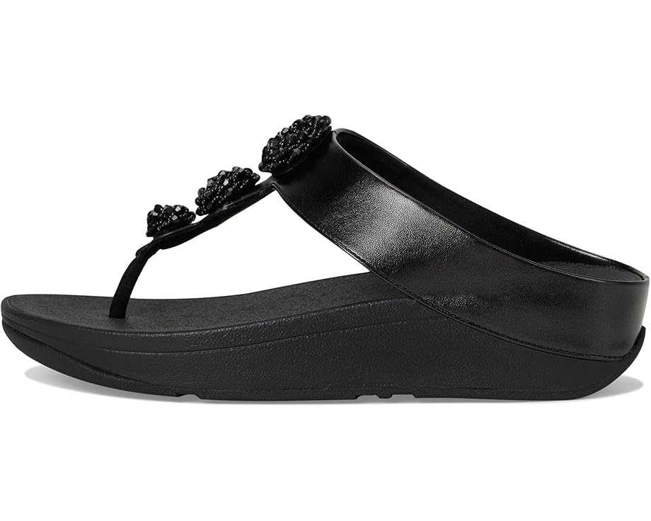 Туфли FitFlop Fino Beadie-Button Metallic Toe-Post Sandals, цвет Metallic Black — фото 4