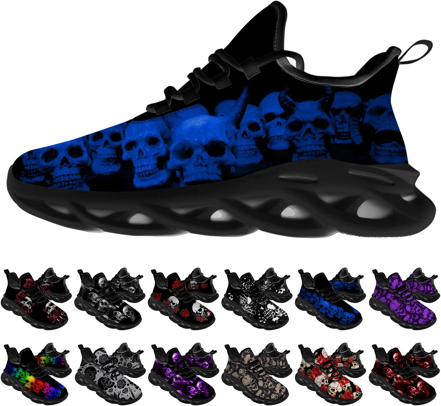 

Кроссовки Ciadoon Skull для мужчин и женщин, для бега по дороге, спортивные прогулочные, теннисные, атлетические кроссовки, подарок для мальчика и девочки, синий
