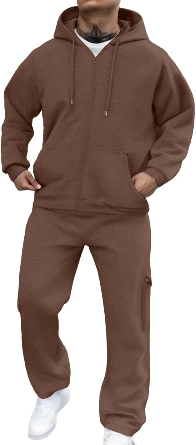Спортивный костюм из футера с капюшоном и брюками, 2 предмета, Brown