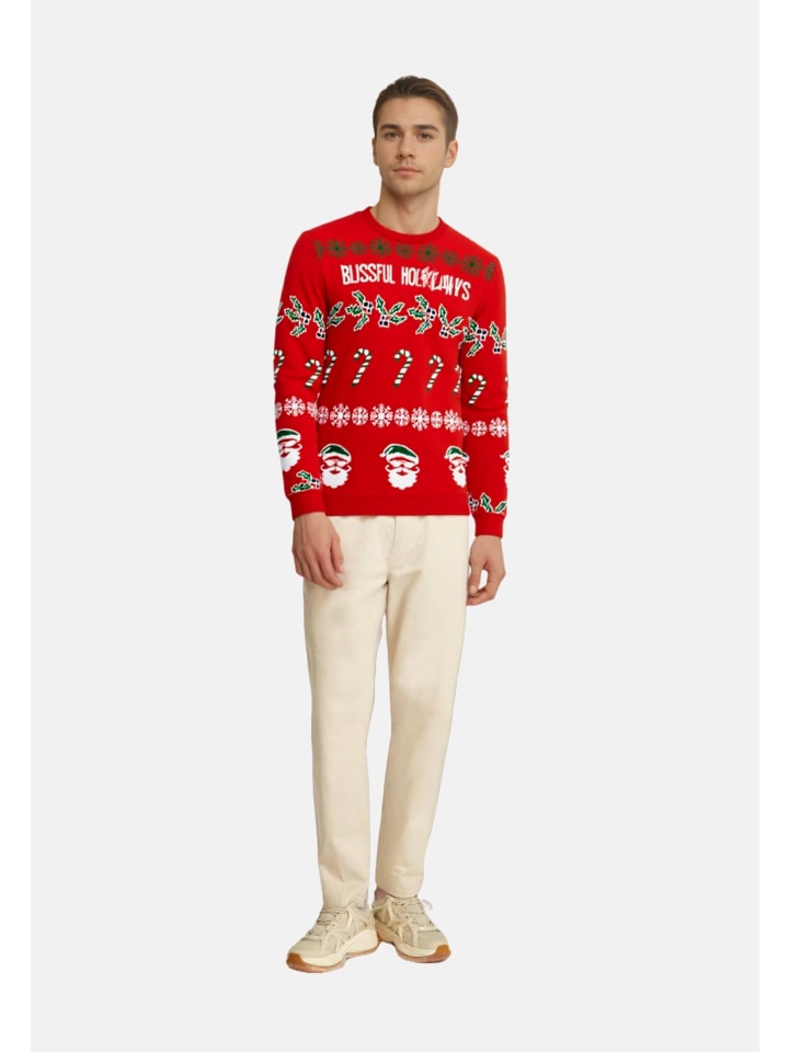 

Only&Sons Вязаный свитер 'ONSXMAS REG 5' красного цвета