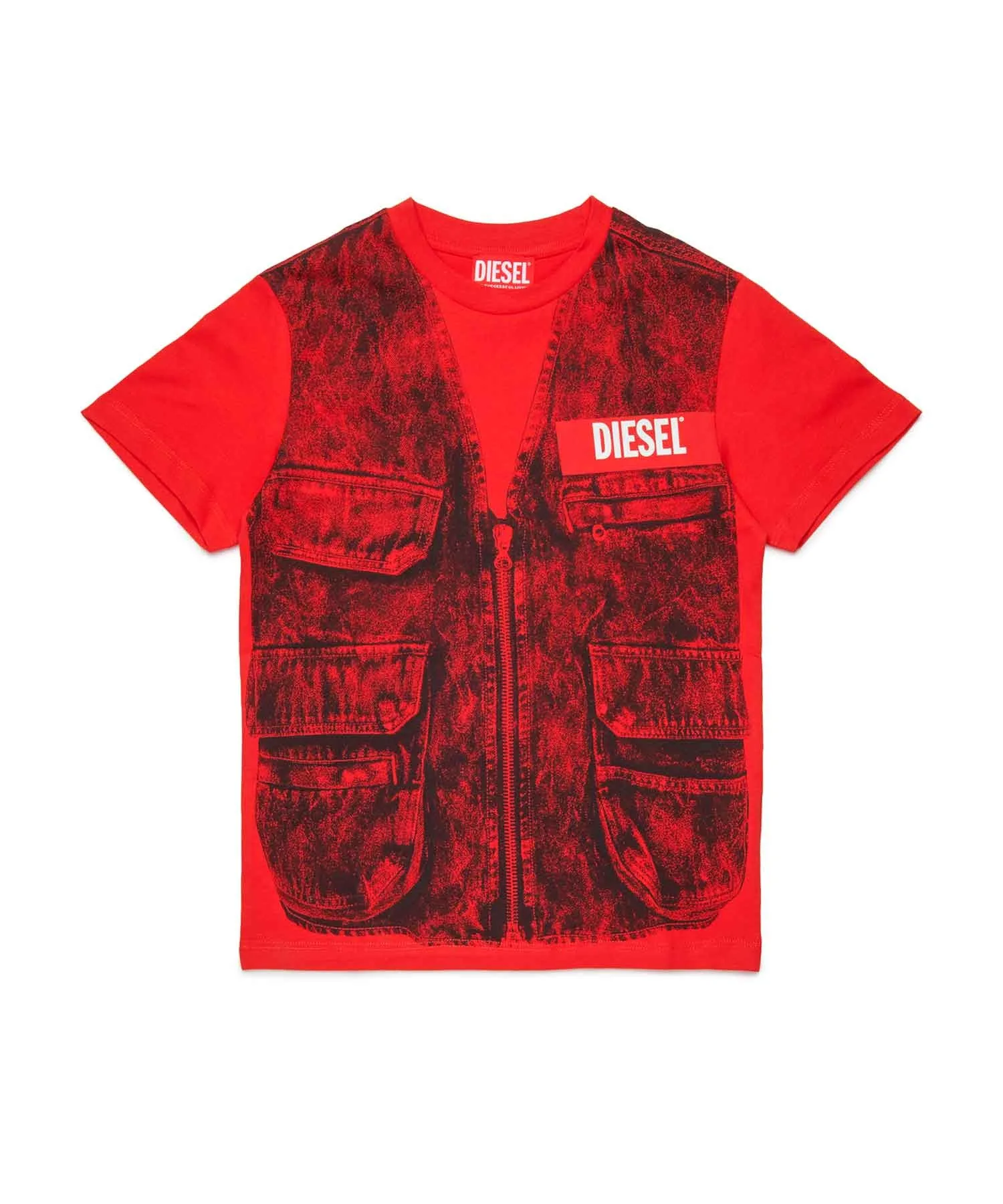Унисекс футболка с логотипом DIESEL KIDS красная