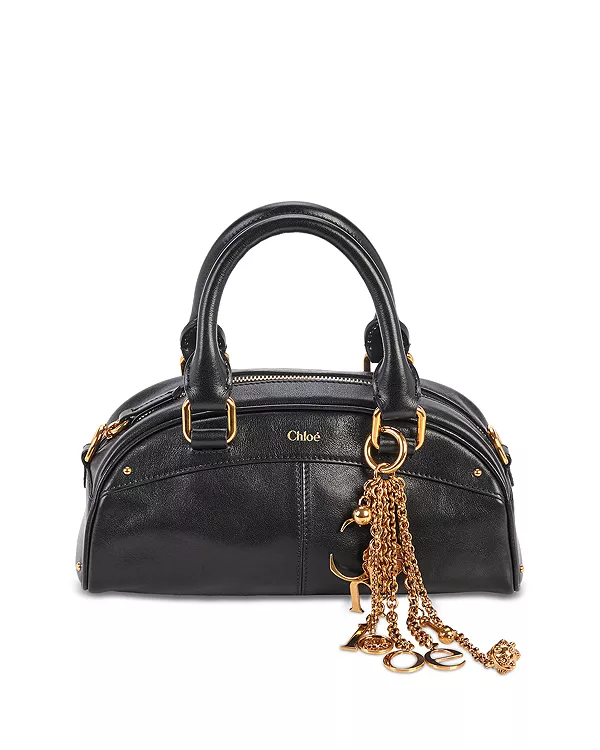 

Небольшая кожаная сумка для боулинга Chloé, черный