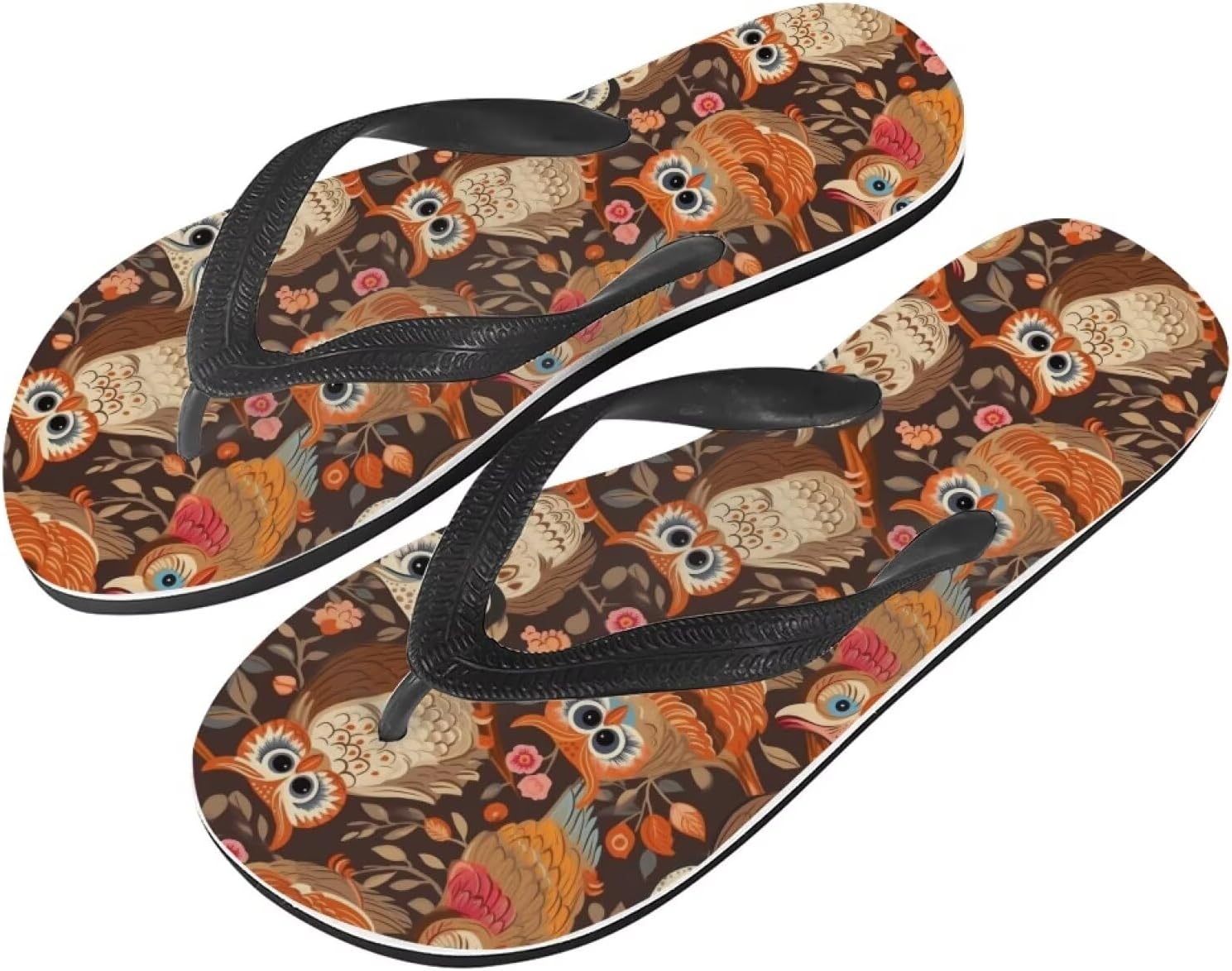 

Женские сандалии Semiouray с подсолнухами, мужские классические вьетнамки с эффектом тай-дай, мягкие и удобные, унисекс, для ванной, Forest Owl Bird