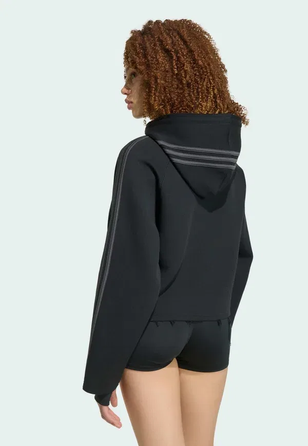 Толстовка с капюшоном Adidas Originals Sst 2.0 cropped hoody zip up sweatshirt, черный утилитарный — фото 2