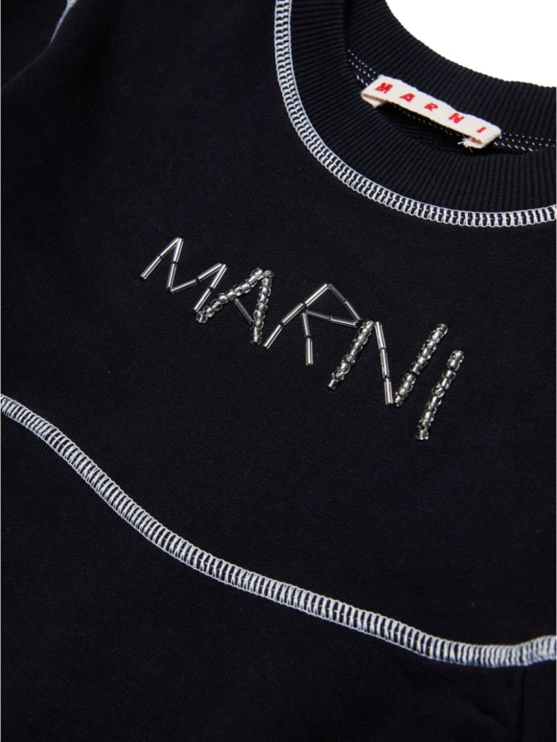 Marni Kids платье-футболка с длинными рукавами и вышитым логотипом, черный — фото 4