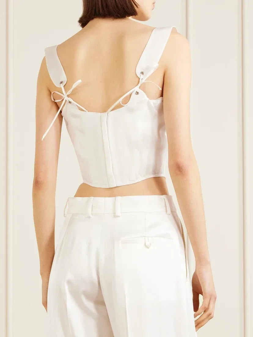 Корсетный топ из шелковой органзы "Котенок" Vivienne Westwood, белый — фото 3
