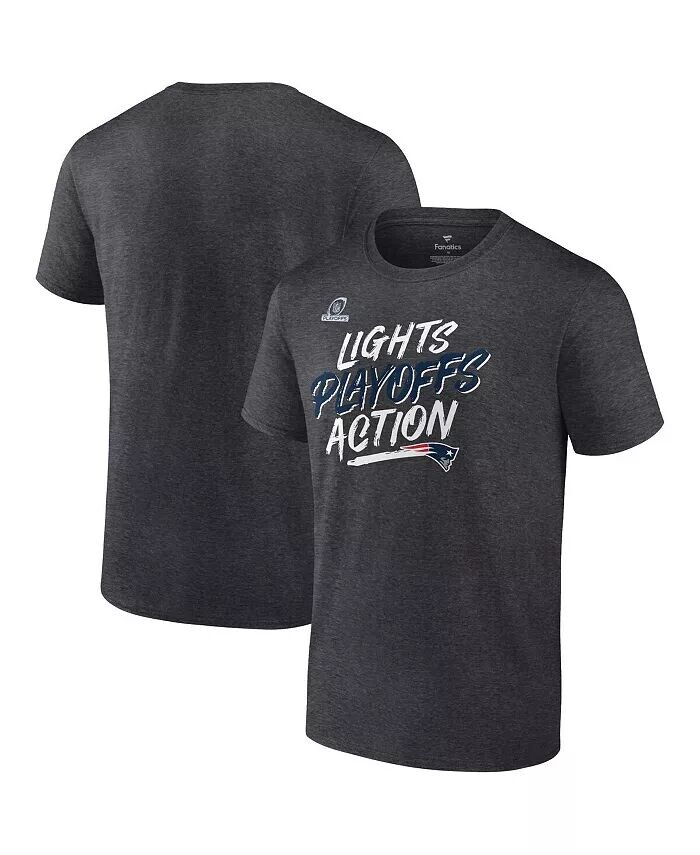 

Мужская футболка угольно-хизерового цвета New England Patriots NFL Playoffs 2021 Bound Lights Action Fanatics