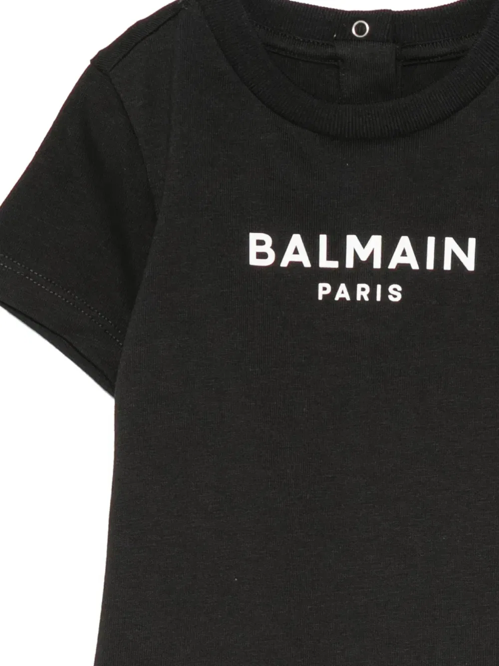 Хлопковая футболка на кнопках с логотипом Balmain Kids, черный — фото 3