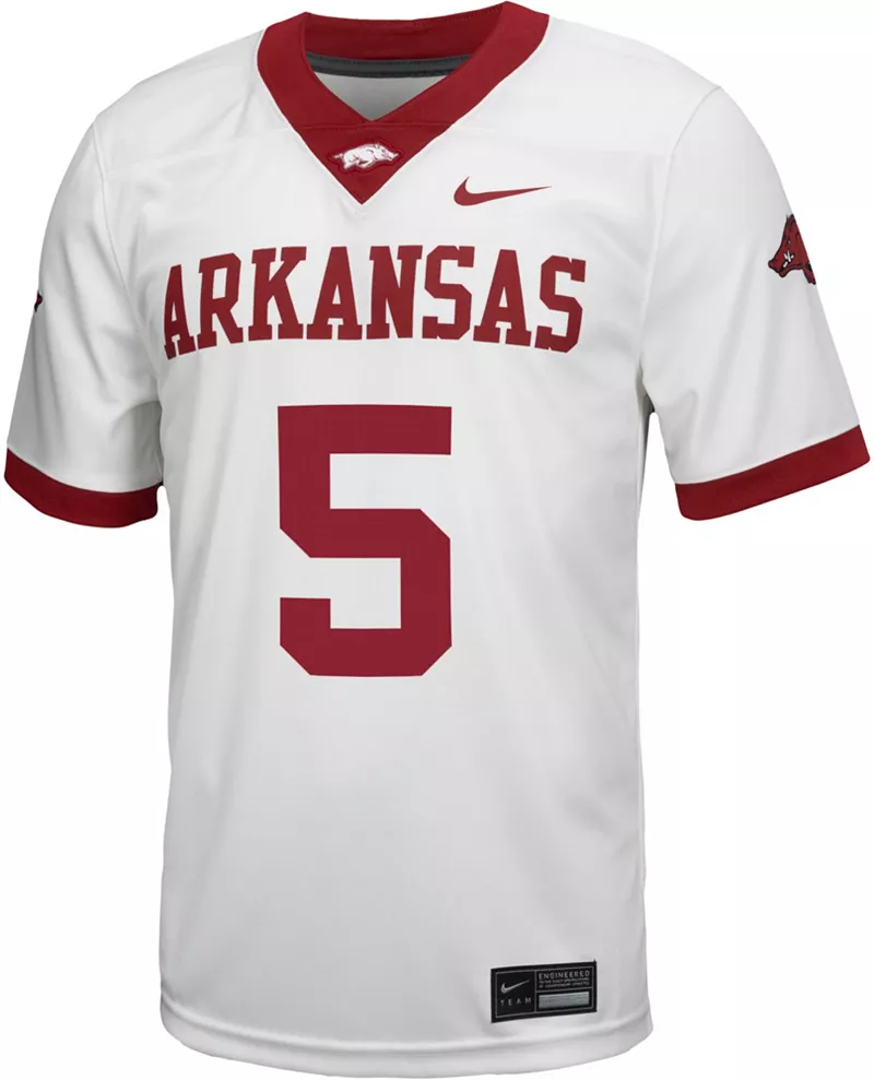 Мужская белая футбольная майка Nike Arkansas Razorbacks #5 — фото 2