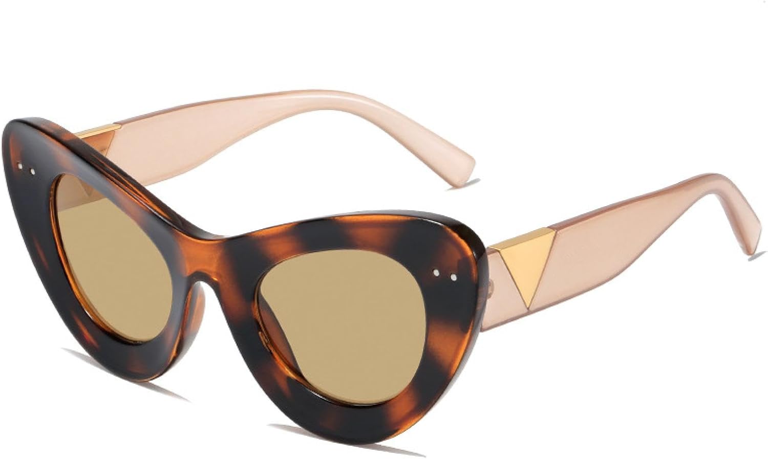 

Ретро-солнцезащитные очки «кошачий глаз» для женщин, модные очки с заклепками и прозрачными линзами, модные солнцезащитные очки для мужчин с защитой от УФ-излучения UV400 WNCKSQ, Amber Champagne Tea