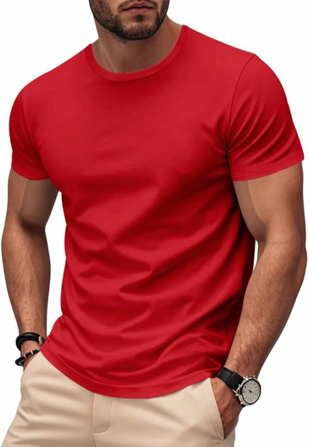 Футболка с круглым вырезом UPF 50+ UV защита, Athletic Tee, A01_red — фото 2