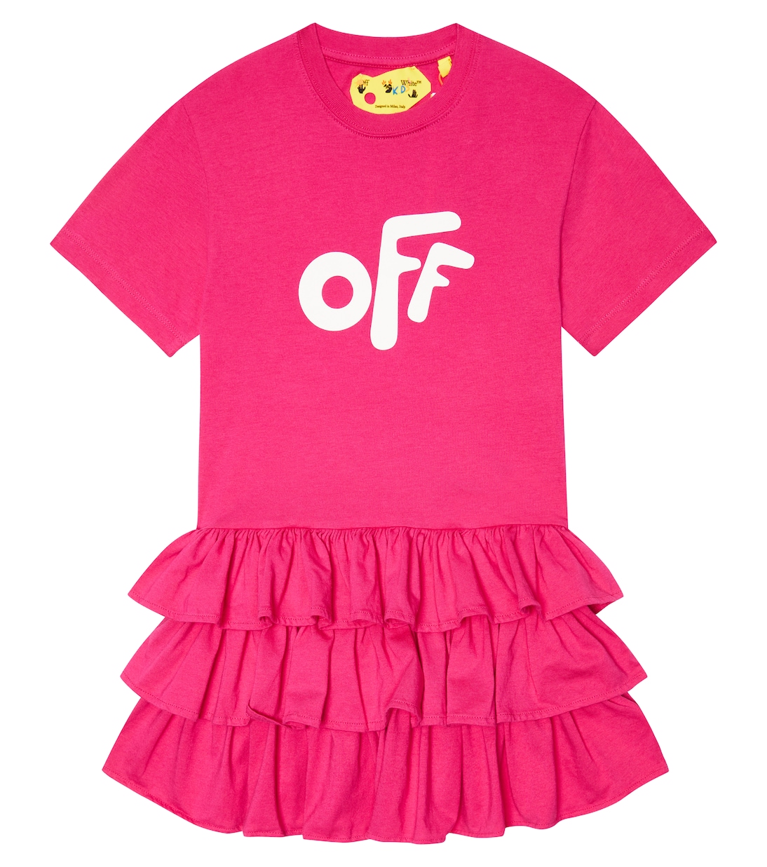 

Платье-футболка из хлопка с принтом Стрелки Off-White Kids, Fuchsia White