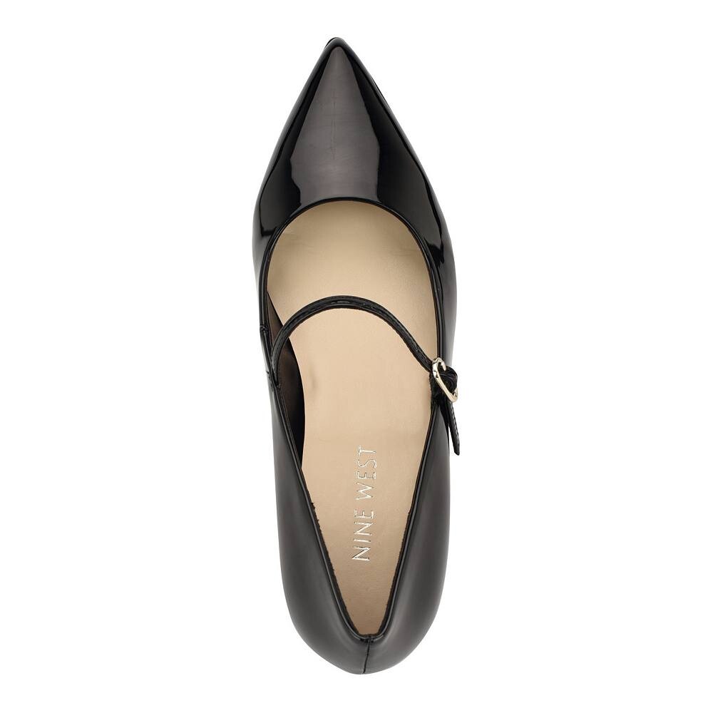 Женские туфли-лодочки Nine West Pins на блочном каблуке с острым носком, черный — фото 4
