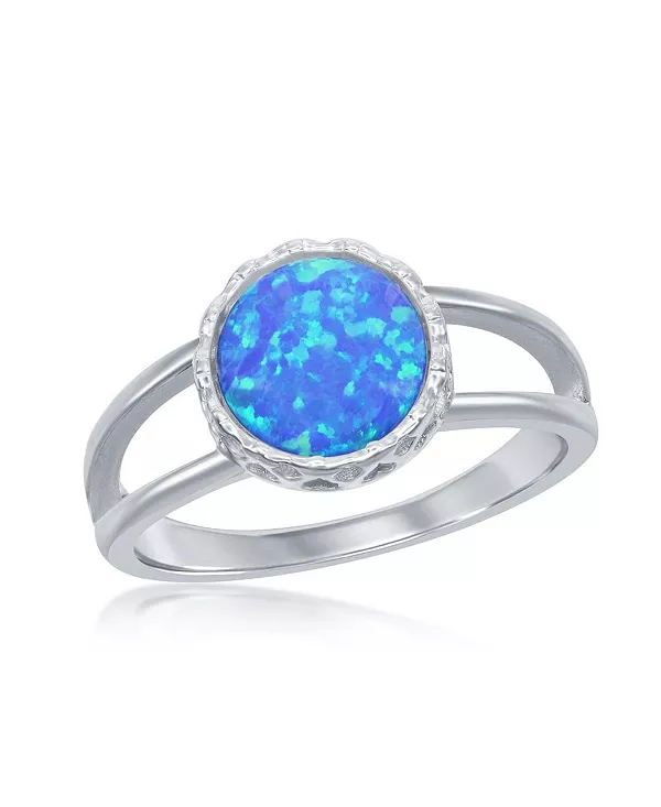 

Кольцо из стерлингового серебра с круглой синей инкрустацией и синтетическим опалом Caribbean Treasures, blue