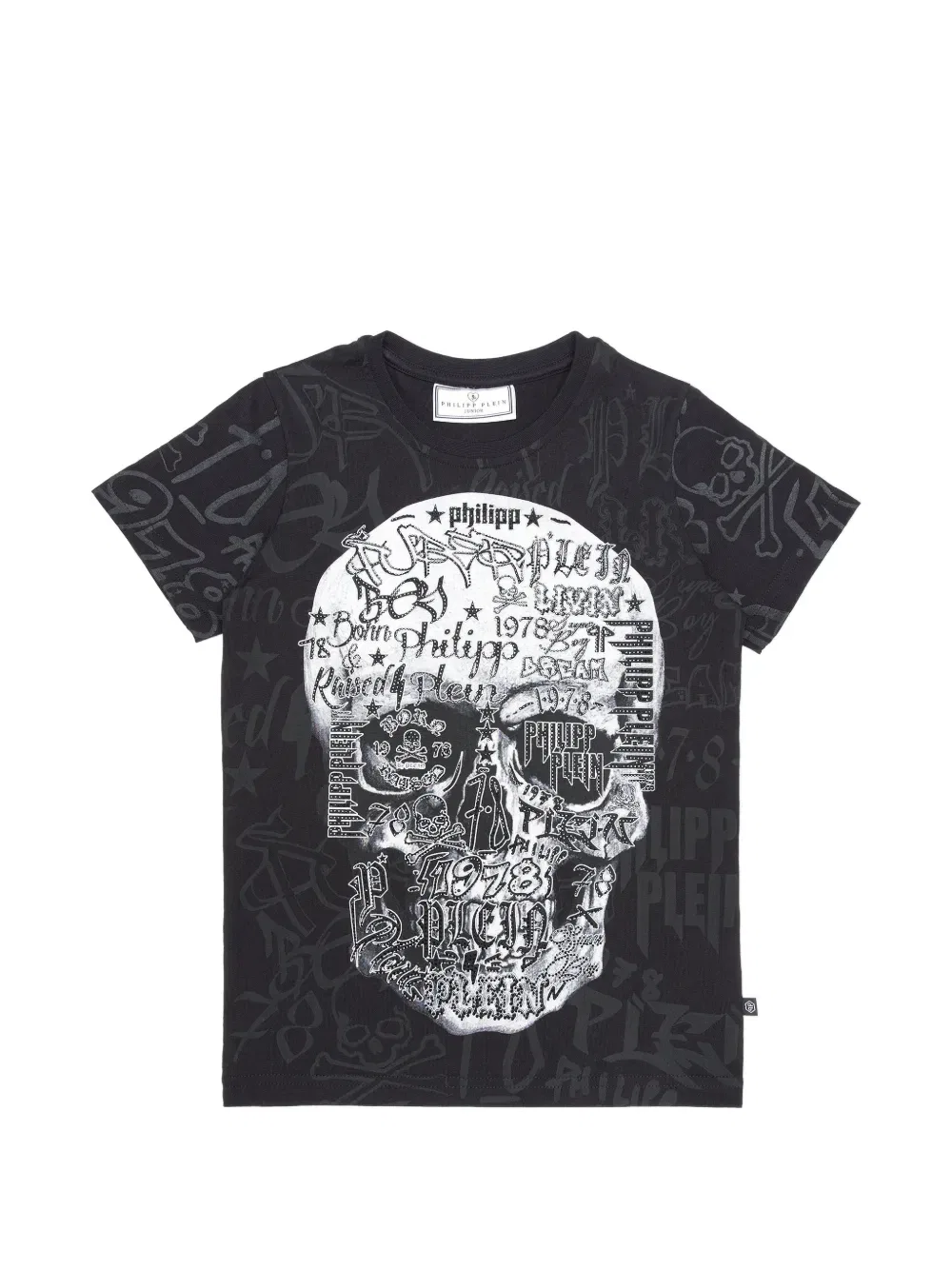 Футболка с логотипом черепа Philipp Plein Junior, черный