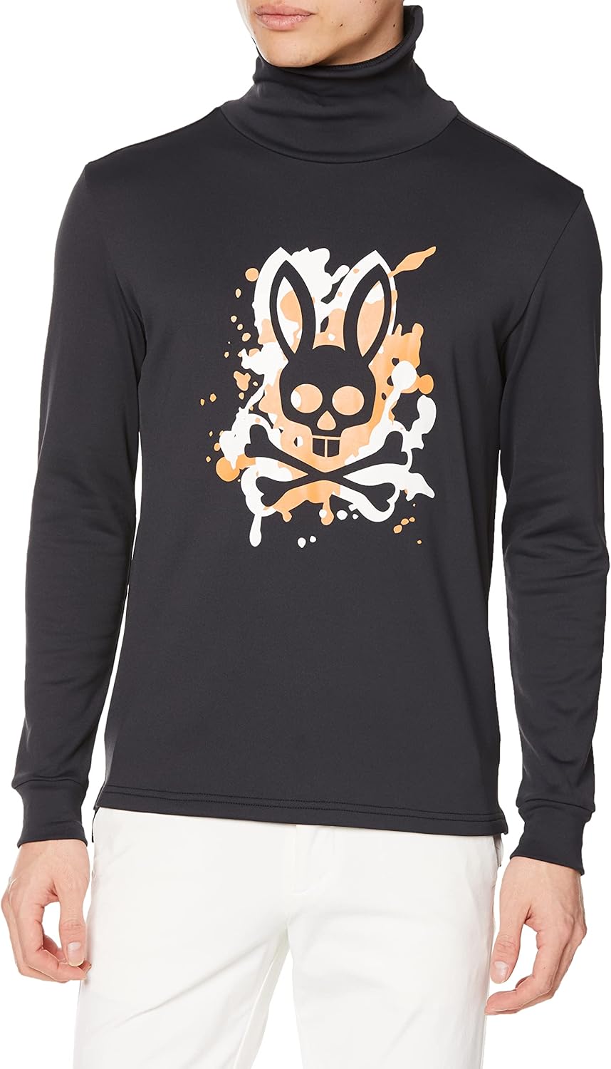 

Мужская толстовка с высоким воротником Psycho Bunny, черная, Черный, Мужская толстовка с высоким воротником Psycho Bunny, черная