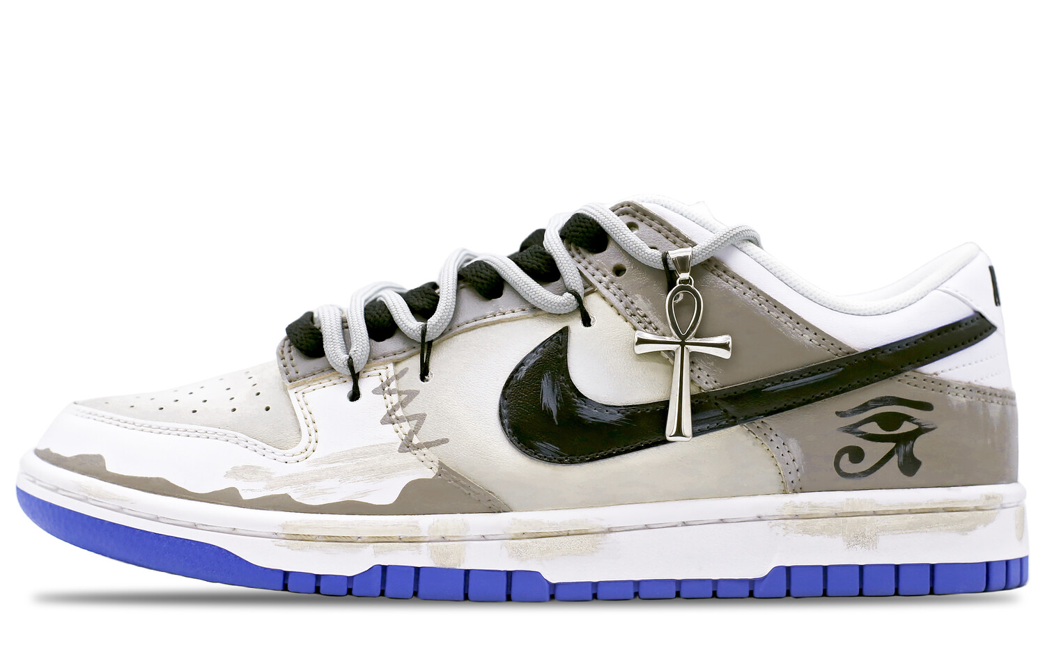 

Кроссовки Nike Dunk Skateboarding Shoes Men Low-top White/Royal Blue, серый