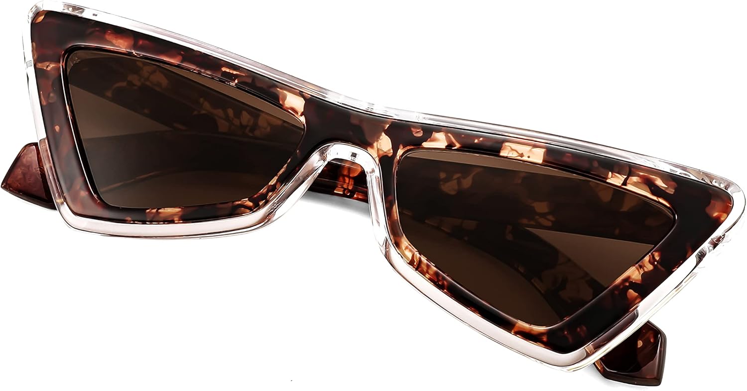 

Женские солнцезащитные очки FEISEDY маленького размера, винтажные, квадратные, «кошачий глаз», модные в стиле 70-х и 90-х, с толстой оправой и защитой от УФ-излучения, артикул B0007, Leopard/ Tea