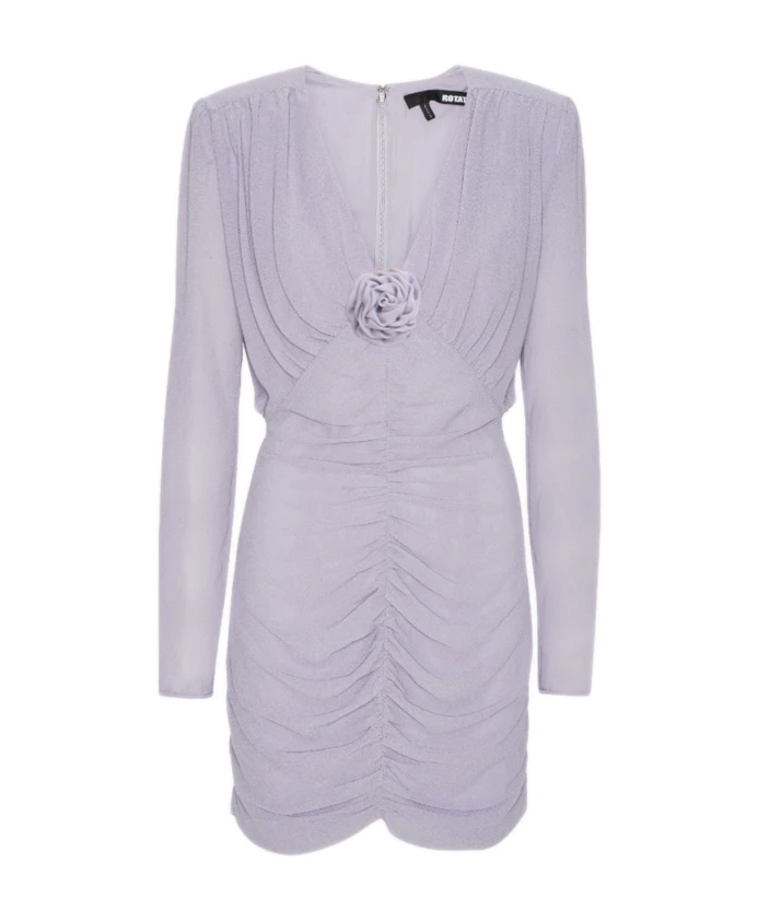 

Фиолетовое мини-платье с оборками и V-образным вырезом Rotate Birger Christensen, фиолетовый