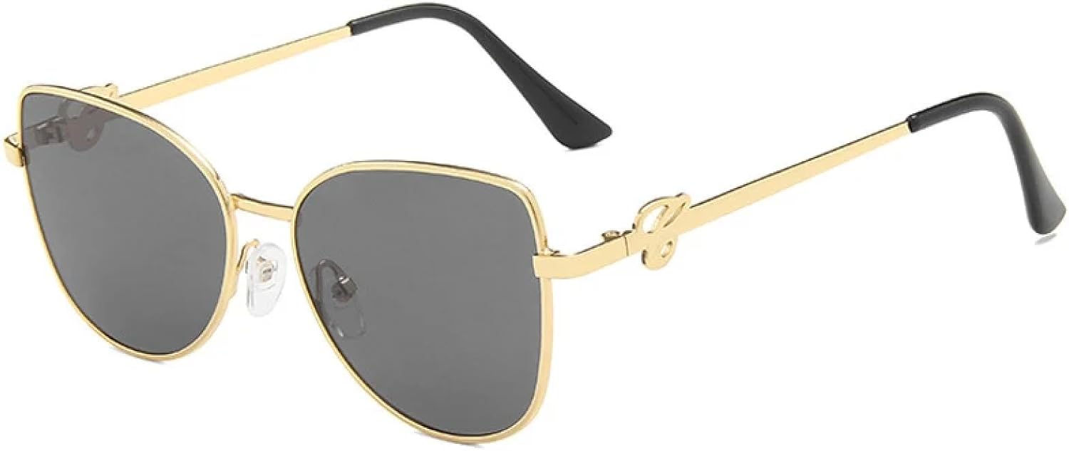 

Модные металлические солнцезащитные очки «кошачий глаз» для женщин и мужчин, роскошные солнцезащитные очки для активного отдыха, спорта и вождения, защита от УФ-излучения UV400 TKKTLLT, Gold Gray