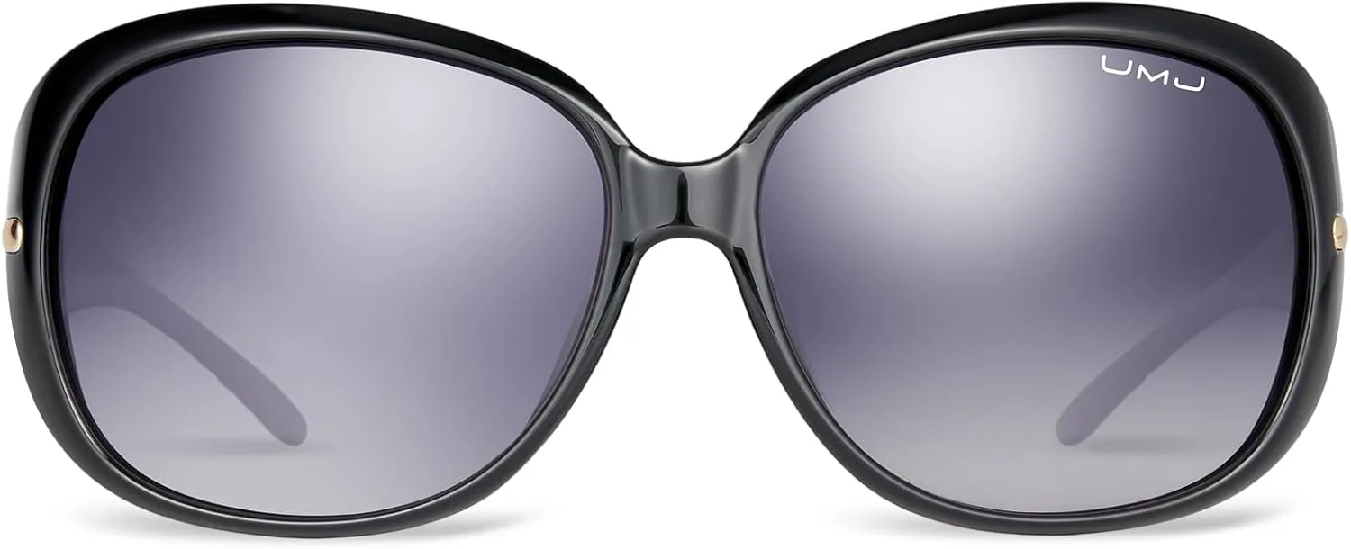 

Универсальные поляризованные солнцезащитные очки для женщин, круглая форма, защита от УФ-излучения, унисекс UMJ, Black Outer and Purple Frames/Gradient Grey Lenses
