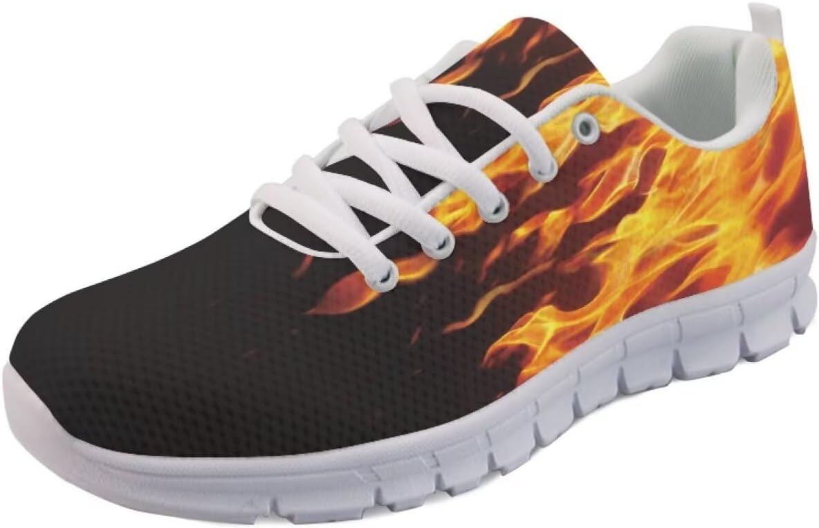 

Мужские кроссовки Forchrinse для бега, прогулочные, на шнуровке, повседневные, с нескользящей сетчатой подошвой для мужчин и женщин, Fire Flames