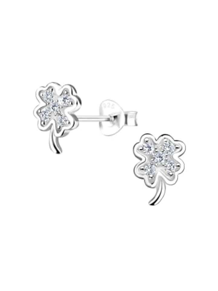 

Alexander York Серьги-гвоздики в виде клеверного листа с кубическим цирконием в оправе из серебра 925 пробы, комплект из 2 штук