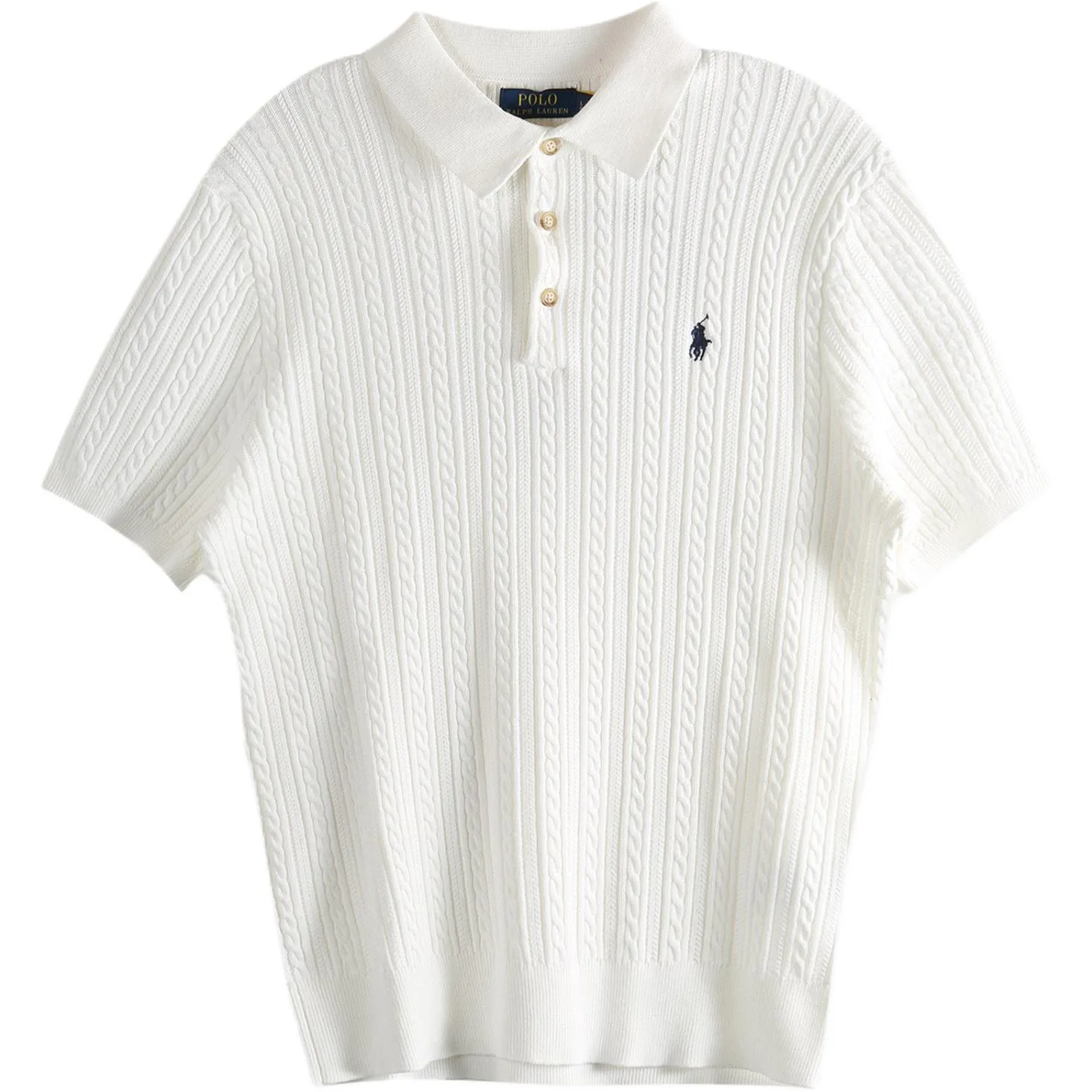 Поло из кабельной вязки Polo Ralph Lauren, White & Marine Blue