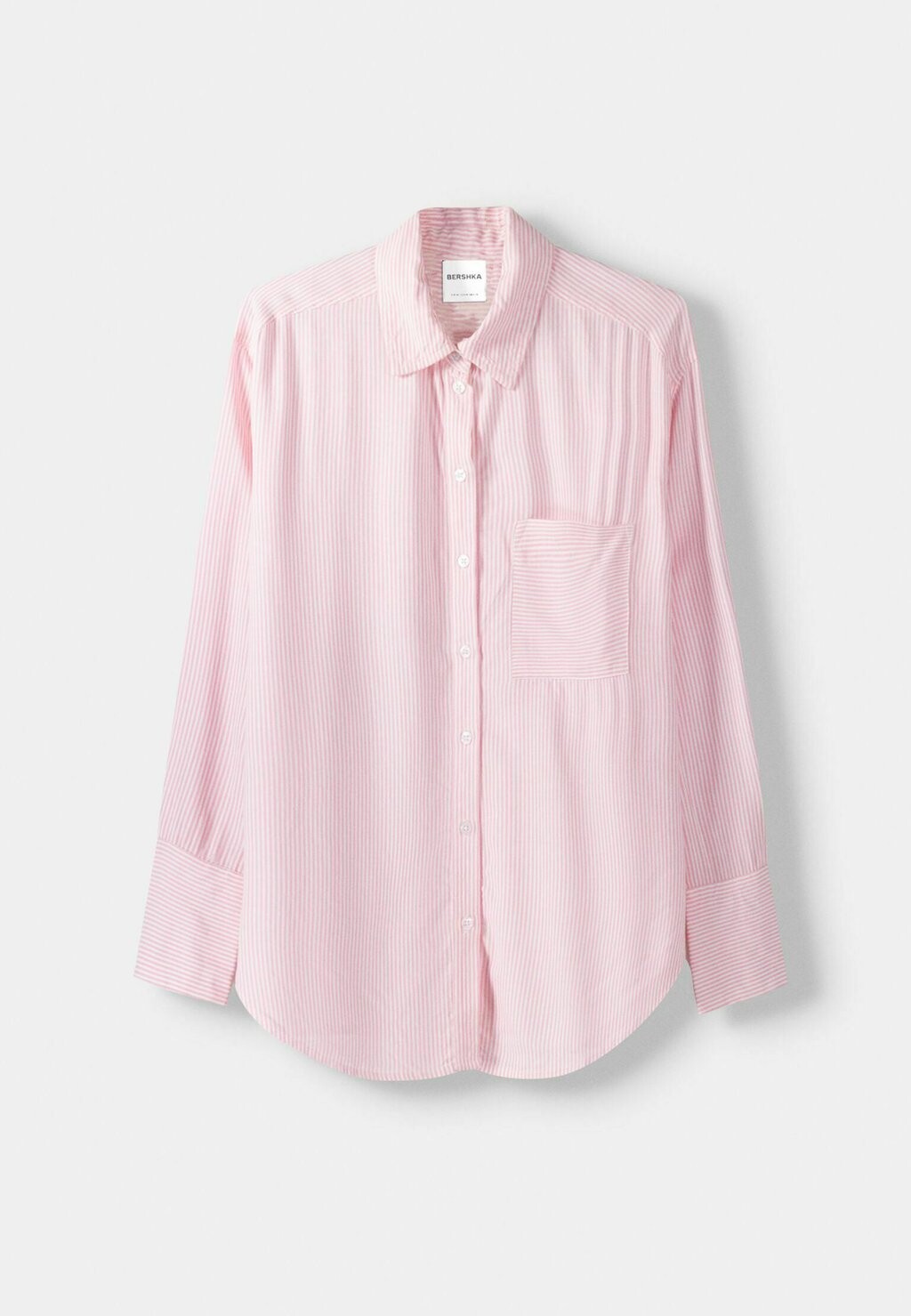 

Блузка на пуговицах Oversize Bershka, светло-розовая