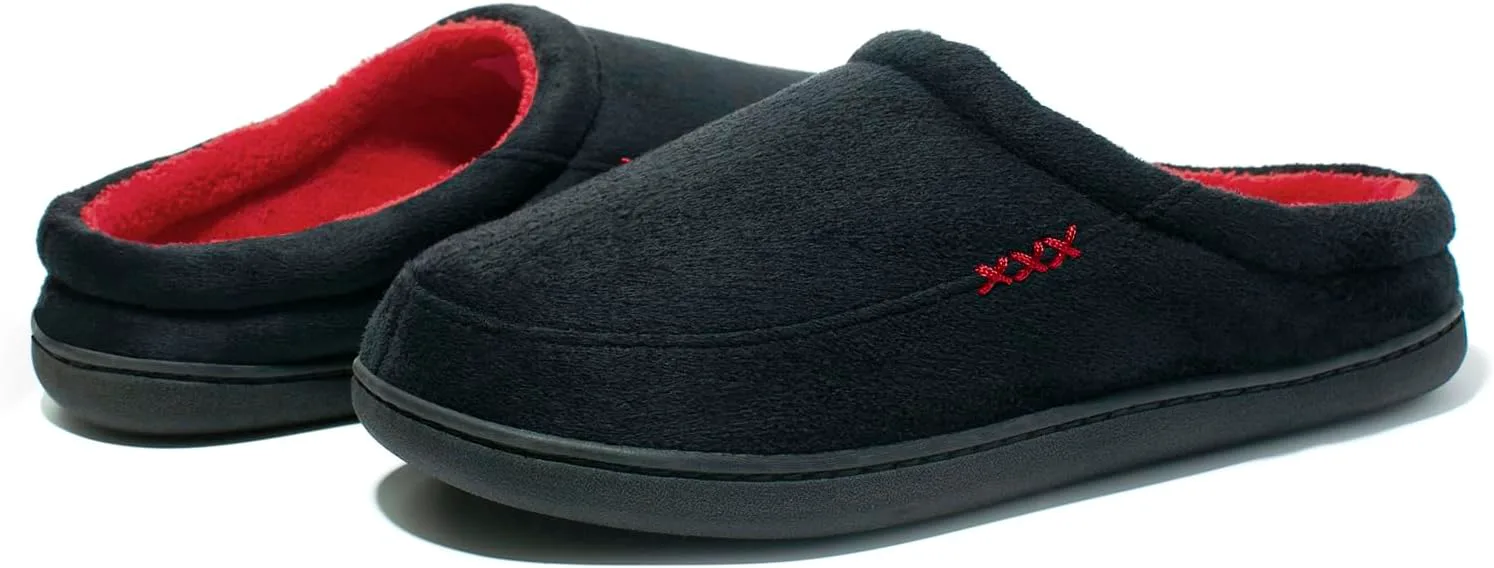 

Мужские домашние тапочки NewDenBer с теплой подошвой из пены с эффектом памяти, замшей и плюшевой флисовой подкладкой, для ношения дома и на улице, черный