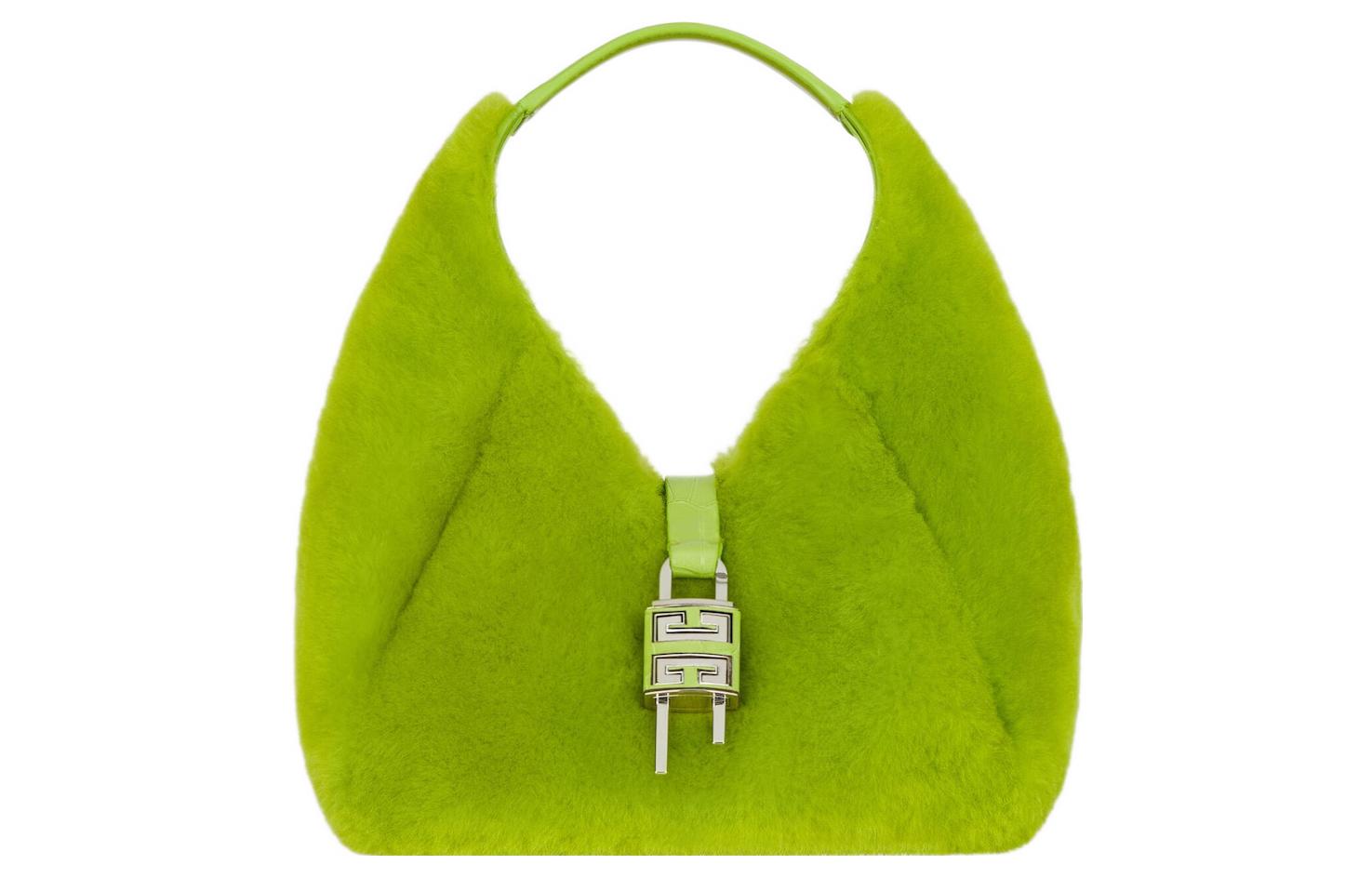 

Givenchy Хобо из овчины с коровьей кожей, мини-сумка хобо, женская ярко-зеленая