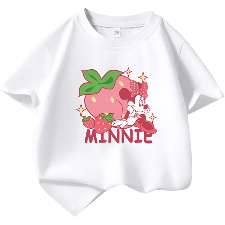 Футболка детская с принтом Strawberry Minnie Disney Ecru — фото 3