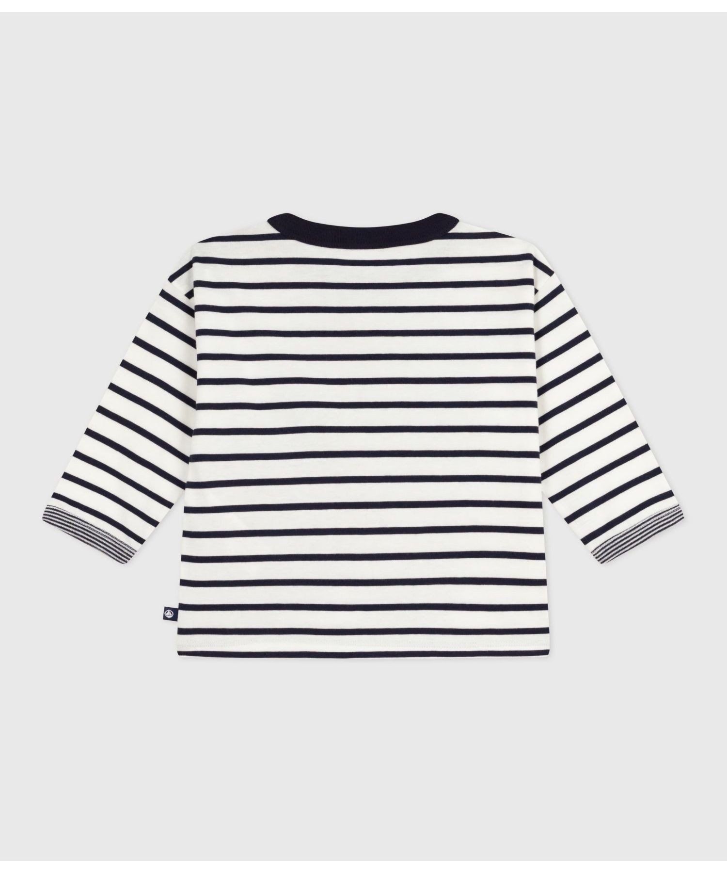Футболка с длинными рукавами PETIT BATEAU, Off-white/Navy — фото 2