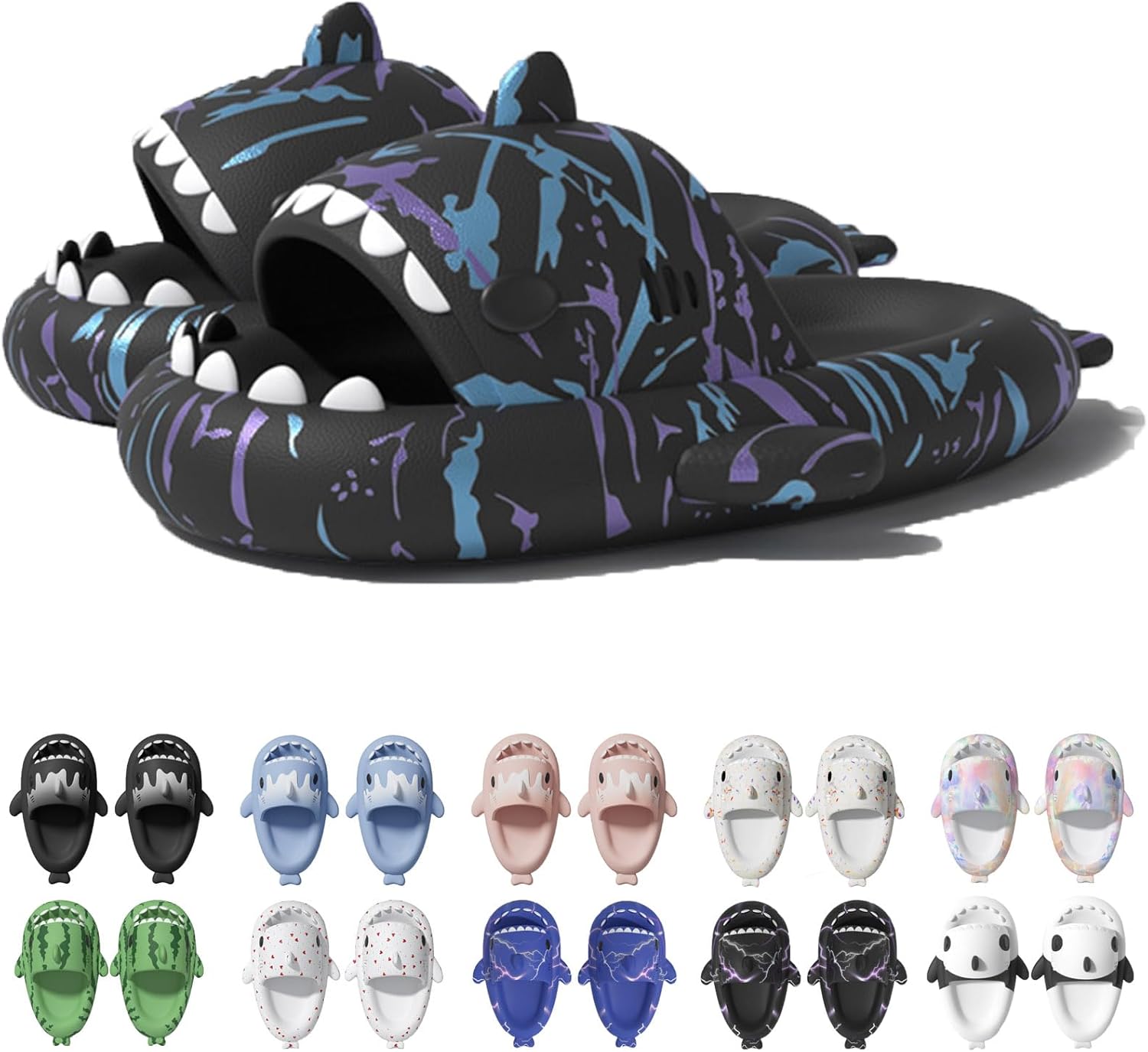 

Сланцы Jfxgjuv Ice Cream с акулой, сланцы с 3D забавными плавниками, унисекс сланцы с облаками и акулой, ЭВА сланцы с открытым носком для душа, бассейна, пляжа, черный
