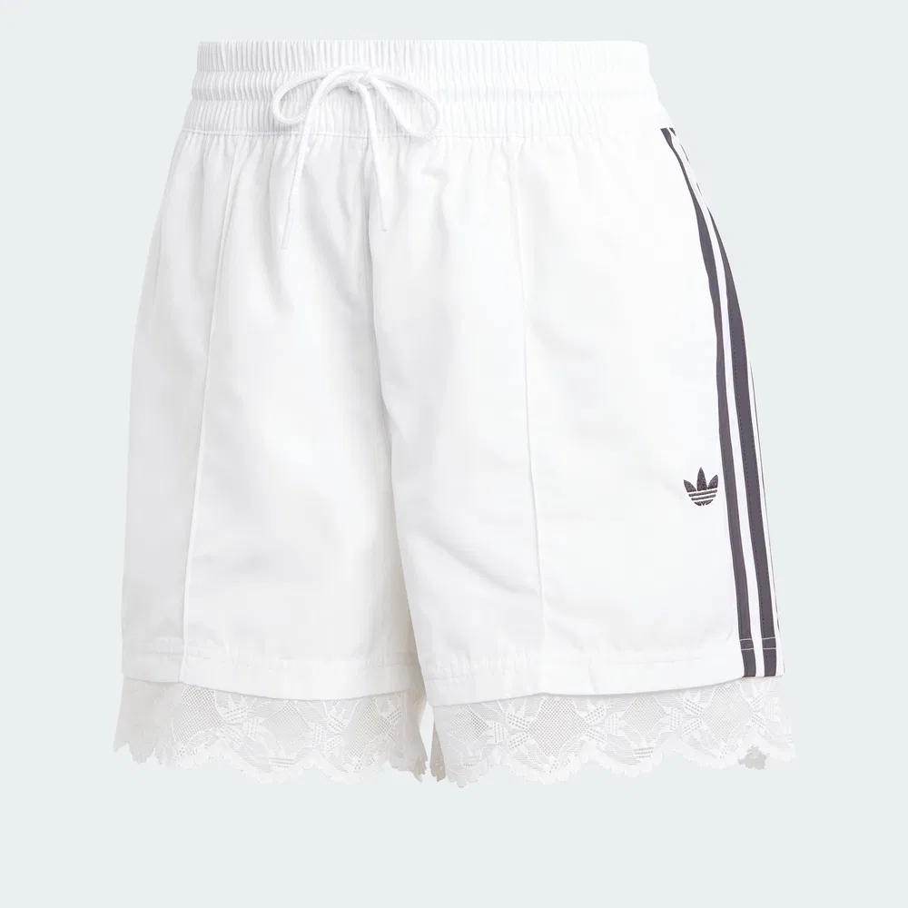 Женские шорты Adidas с кружевной отделкой 3S, белые — фото 4
