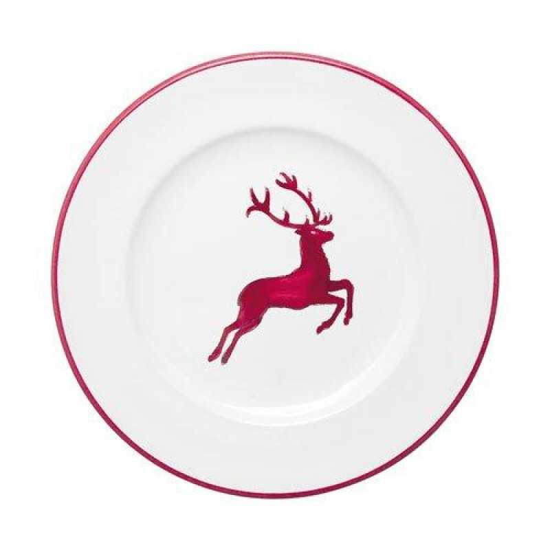 

Десертная тарелка Ruby Red Deer / тарелка для завтрака для гурманов d: 22 см / высота: 2,2 см Gmundner Keramik, бело-красный